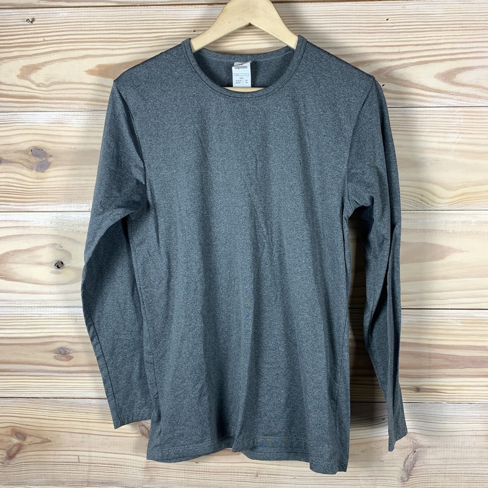 Lapasa Shirt Mens Large Gray‎ Long Sleeve Thick Fleece Base Layering Ski Stretch